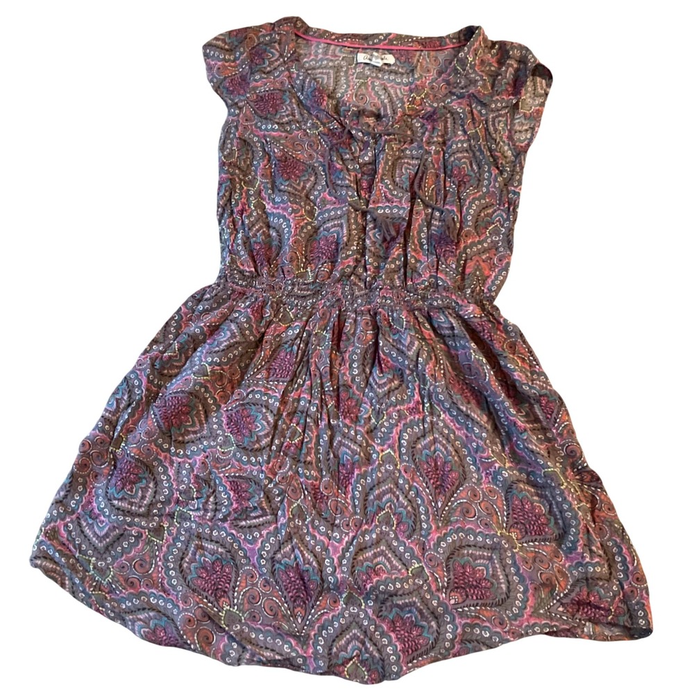 Aeropostale Womens Paisley Smocked Waist Mini Dress Purple Pink Boho‎ Rayon M